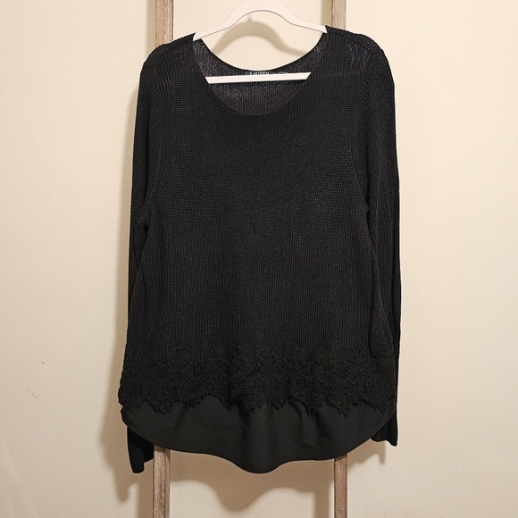 ⭐️40% Off⭐️ Lauren Ralph Lauren Black Layered Lace Sweater - Picture 1 of 9